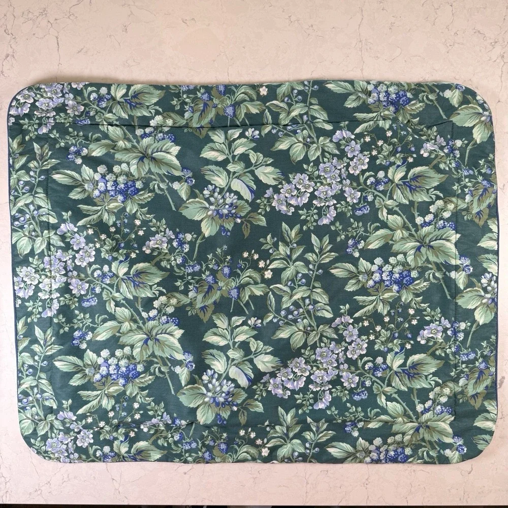 One VTG Laura Ashley Pillow Cover Bramble Berry Ruffled Throw Green Cottagecore
